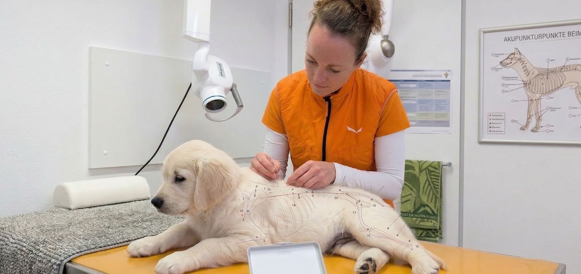 Hund bei der Akupunkturbehandlung in der Tierarztpraxis vet4balance in Arnsberg